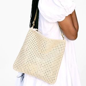 Clare V. Cream Rattan Foldover Clutch with Tabs. 📍Sold Out📍